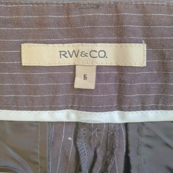 RW&CO Women Trousers Vertical Tapered Mid Rise Striped Gray Size 6 Straight Leg - Picture 4 of 16